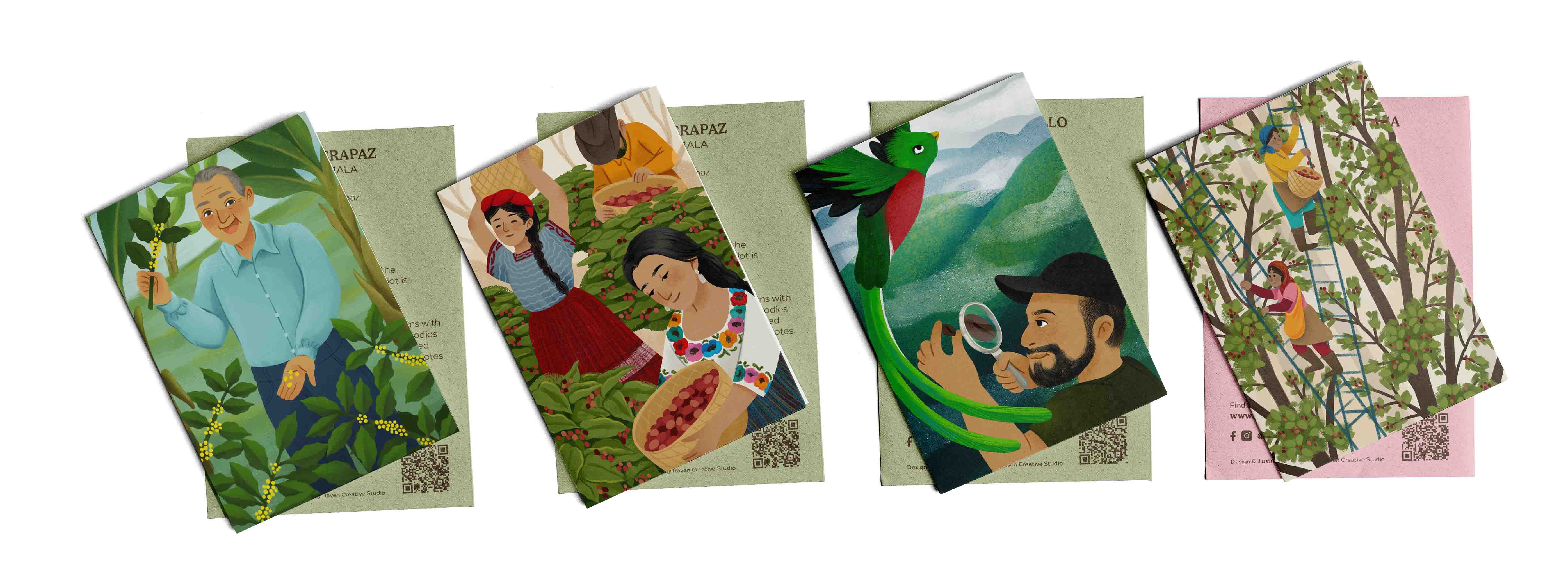 cartoline illustrate per brand di coffee specialty